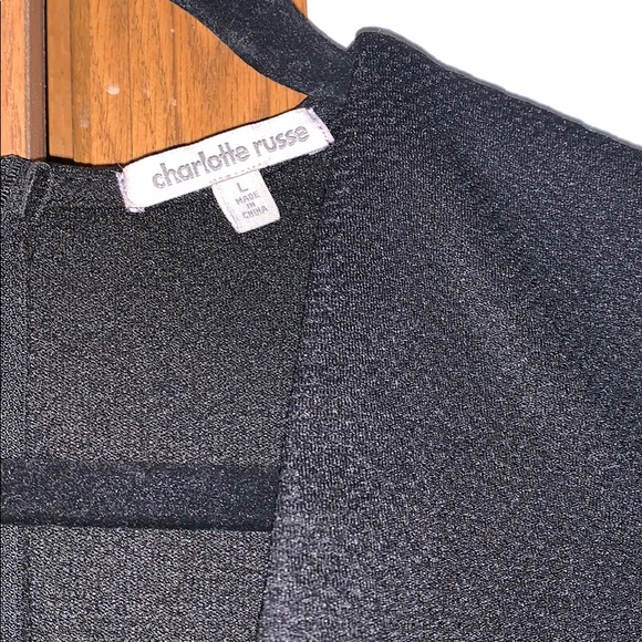 Charlotte Russe black deep V long sleeve romper - Picture 3 of 4